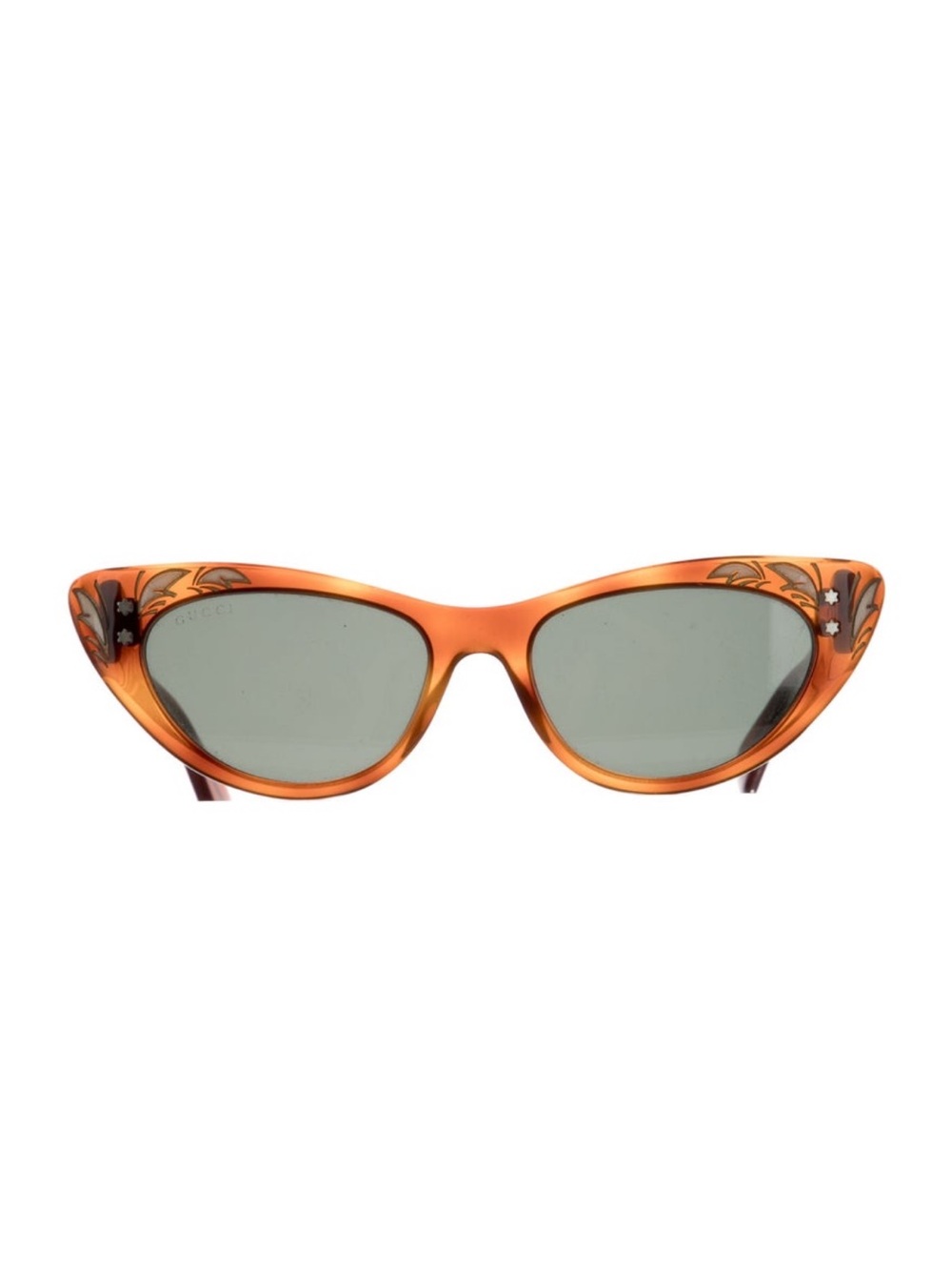 Gucci Brown Cat-Eye Sunglasses w/ Pearl Inlay